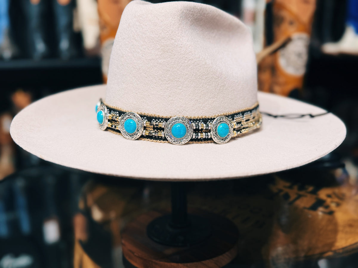 Adora Ivory Felt Western Hat Turquoise Concho Band Boho Luxe Cowgirl Shyanne Women main image 2