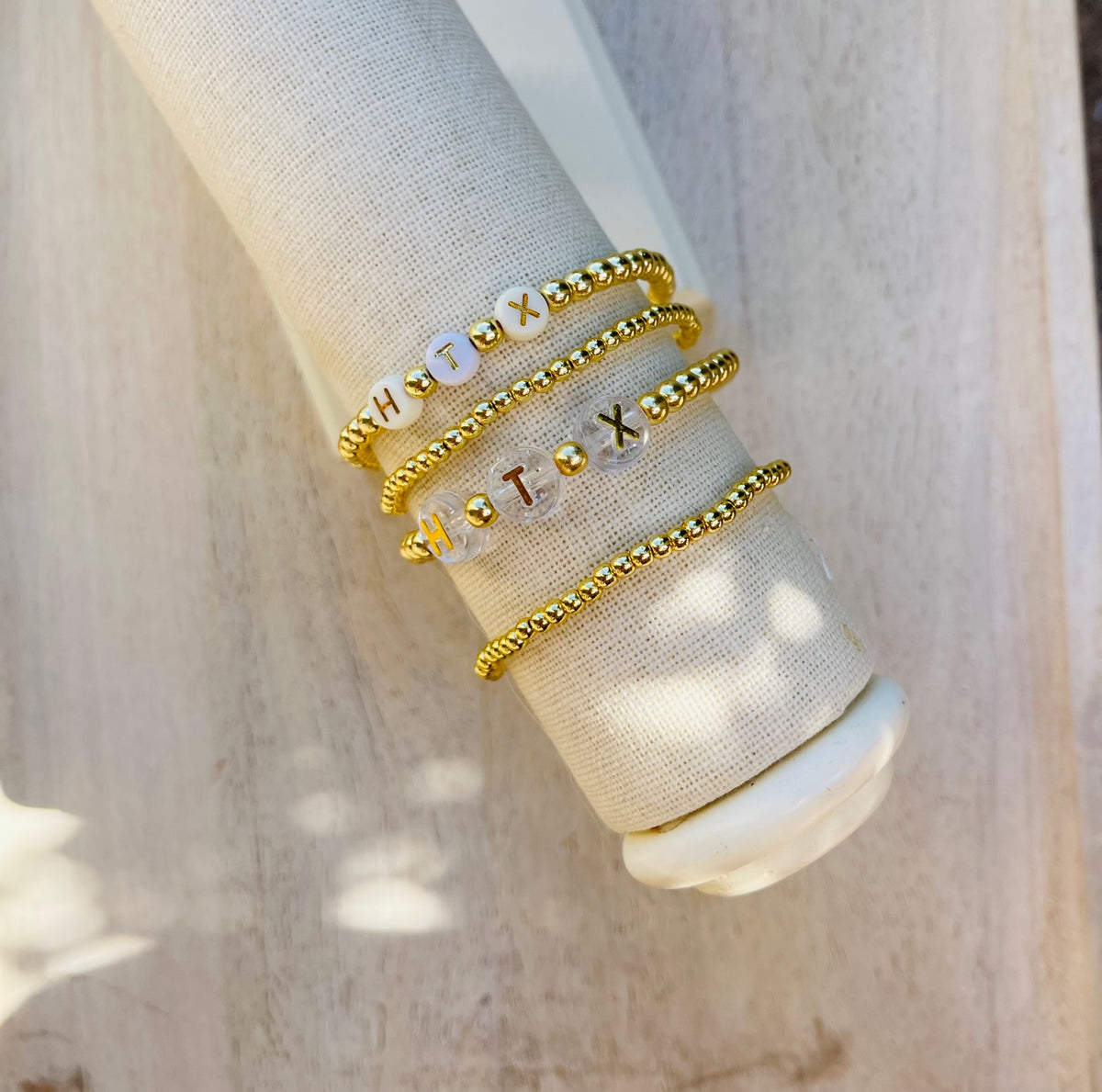 'HTX' Gold Letter Bracelets BunnyDoll Designs